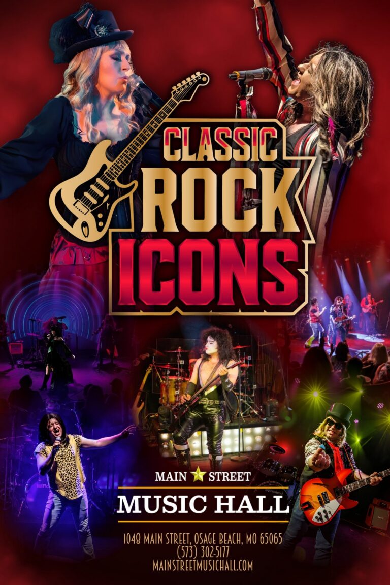 Classic Rock Icons tribute show poster — Main Street Music Hall, Osage Beach, August 19