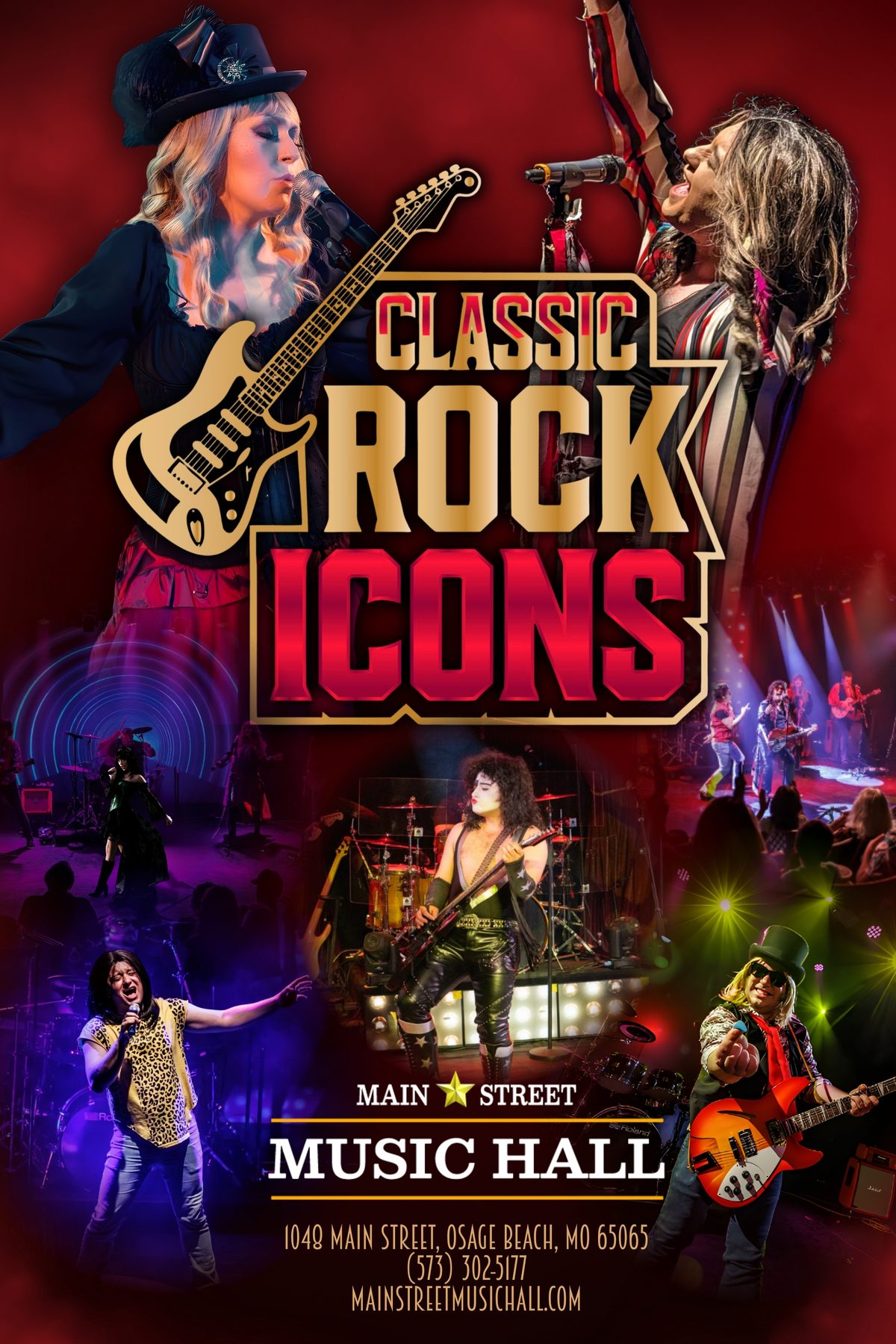 Classic Rock Icons tribute show poster — Main Street Music Hall, Osage Beach, August 19